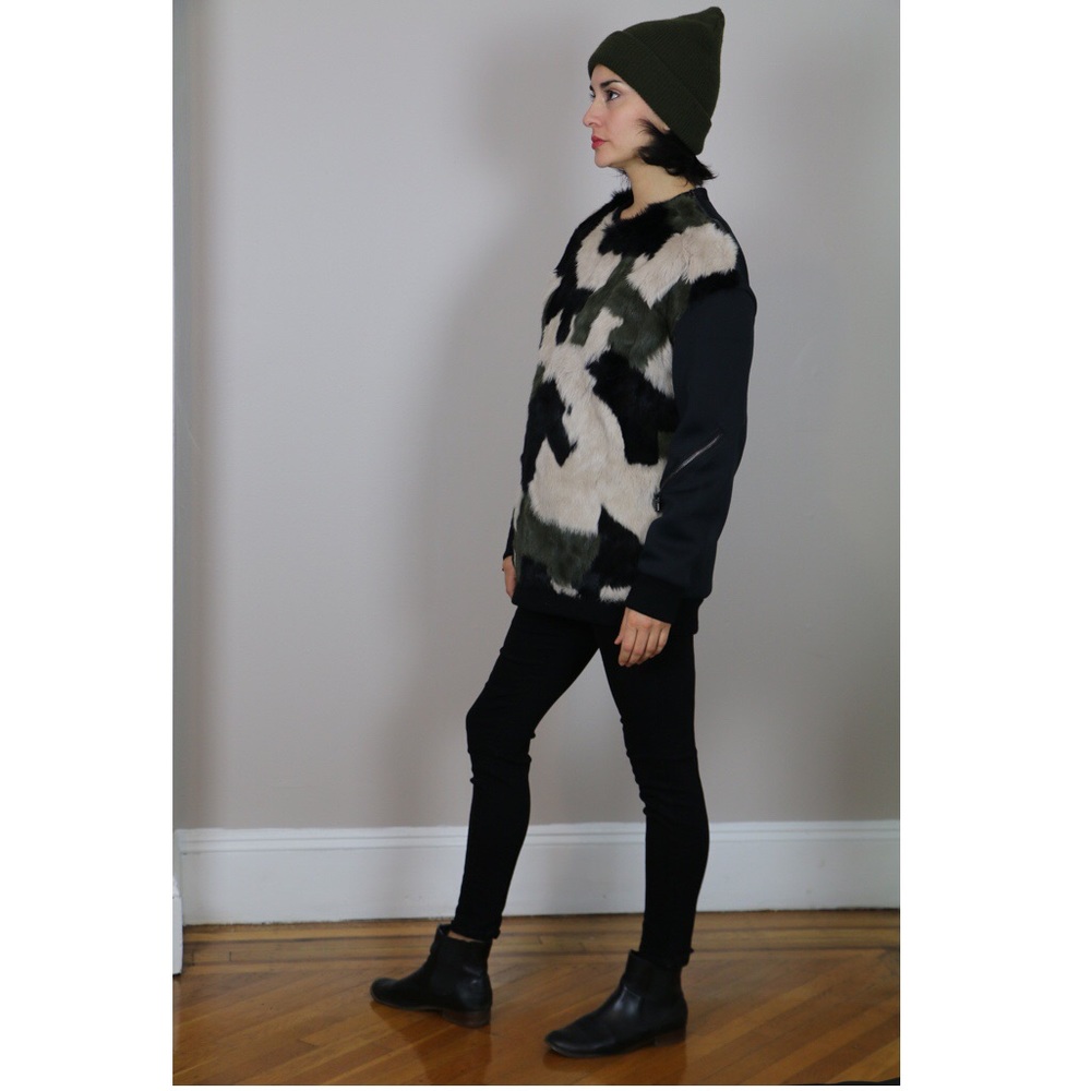 3.1 PHILLIP LIM Patchwork Rabbit Fur Pullover - Picture 3 of 8